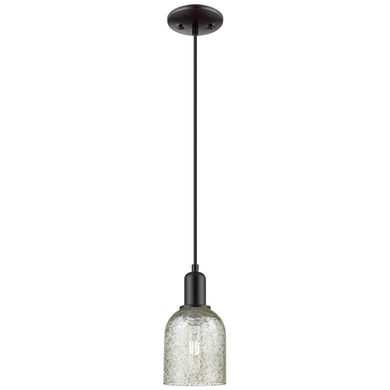 Image 1 Arcadia Caledonia 5"W Matte Black Cord Hung Mini Pendant w/ Mica Shade