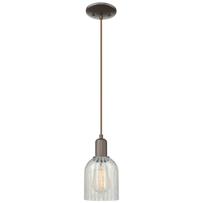 Image 1 Arcadia Caledonia 5"W Oiled Bronze Cord Pendant w/ Mouchette Shade