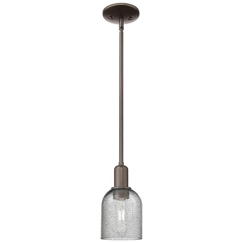 Image 1 Arcadia Caledonia 5"W Oiled Bronze Stem Mini Pendant w/ Charcoal Shade