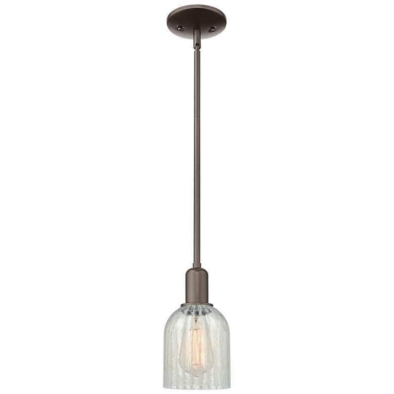 Image 1 Arcadia Caledonia 5"W Oiled Bronze Stem Pendant w/ Mouchette Shade