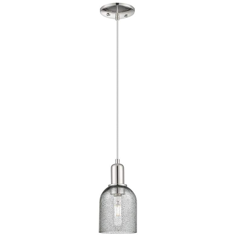 Image 1 Arcadia Caledonia 5"W Polished Nickel Cord Pendant w/ Charcoal Shade