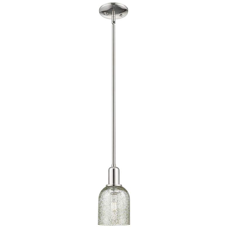 Image 1 Arcadia Caledonia 5"W Polished Nickel Stem Mini Pendant w/ Mica Shade