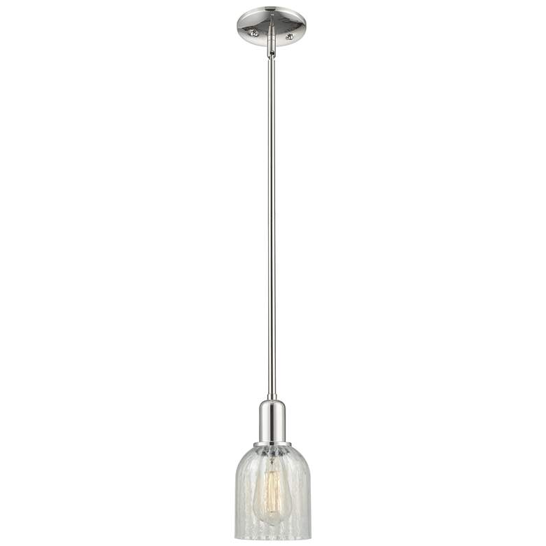 Image 1 Arcadia Caledonia 5"W Polished Nickel Stem Pendant w/ Mouchette Shade