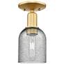 Arcadia Caledonia 5"W Satin Gold Semi.Flush Mount With Charcoal Shade