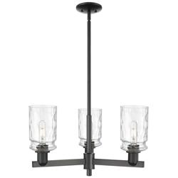 Arcadia Candor 27"W 3-Lt Black Stem Chandelier w/ Clear Waterglass Shade