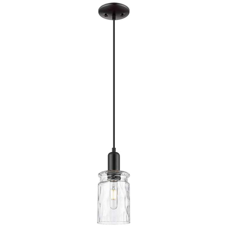 Image 1 Arcadia Candor 5"W Black Cord Mini Pendant w/ Clear Waterglass Shade