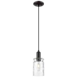 Arcadia Candor 5"W Black Cord Mini Pendant w/ Clear Waterglass Shade