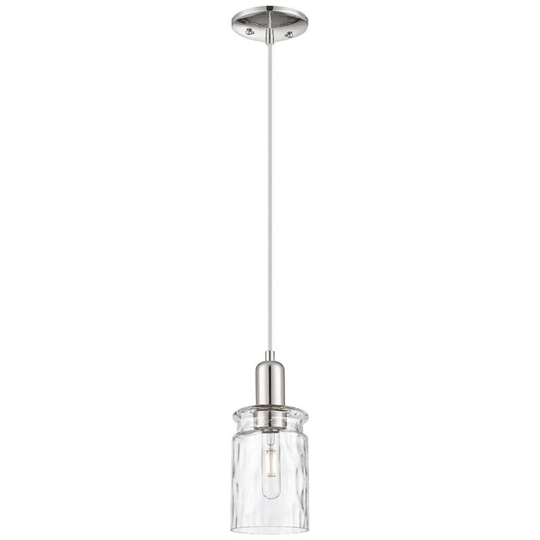 Image 1 Arcadia Candor 5"W Polished Nickel Cord Pendant w/ Clear Waterglass Shade