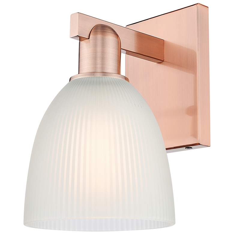 Image 1 Arcadia Castile 11" High Antique Copper Sconce With White Shade