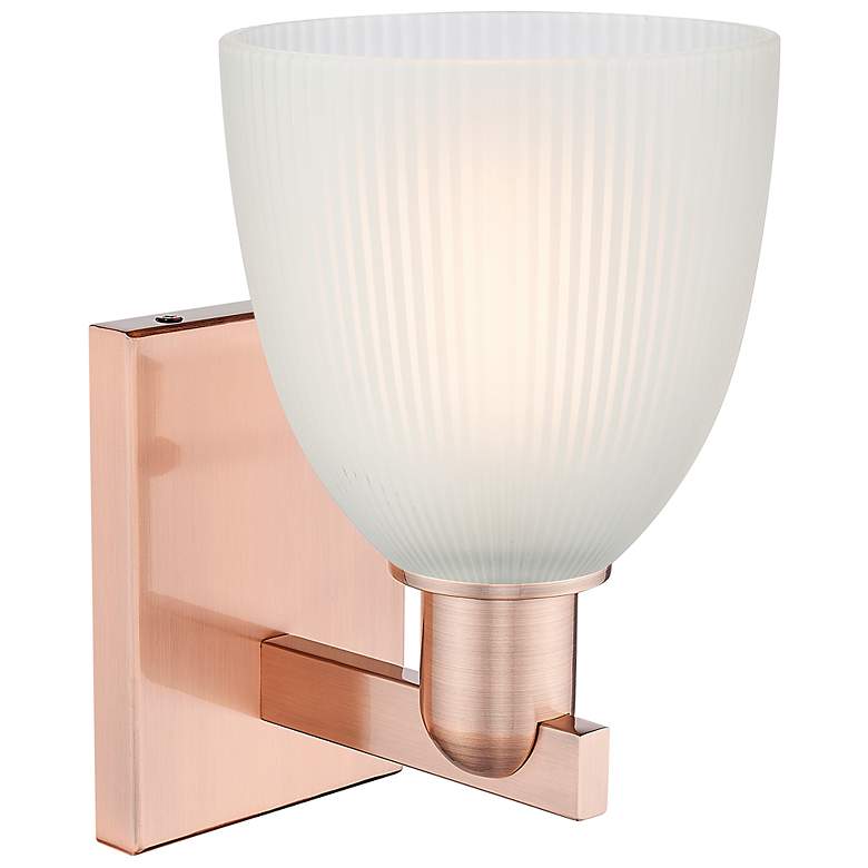 Image 2 Arcadia Castile 11" High Antique Copper Sconce With White Shade more views