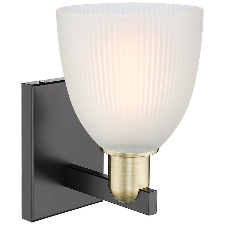 Image 2 Arcadia Castile 11" High Black Antique Brass Sconce With White Shade more views