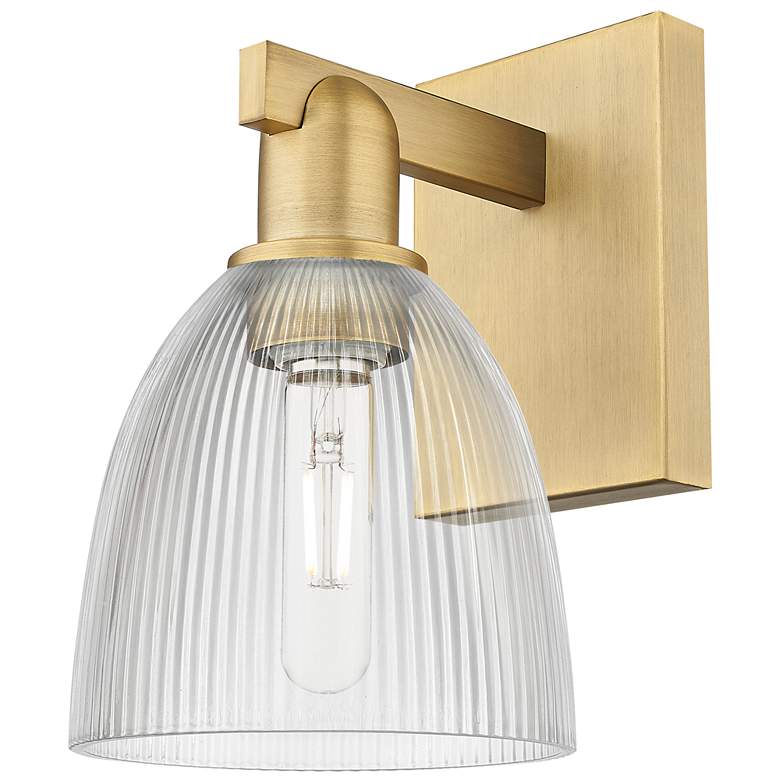Image 1 Arcadia Castile 11" High Brushed Brass Sconce With Clear Shade
