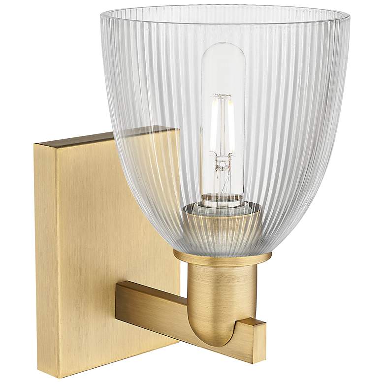 Image 2 Arcadia Castile 11" High Brushed Brass Sconce With Clear Shade more views