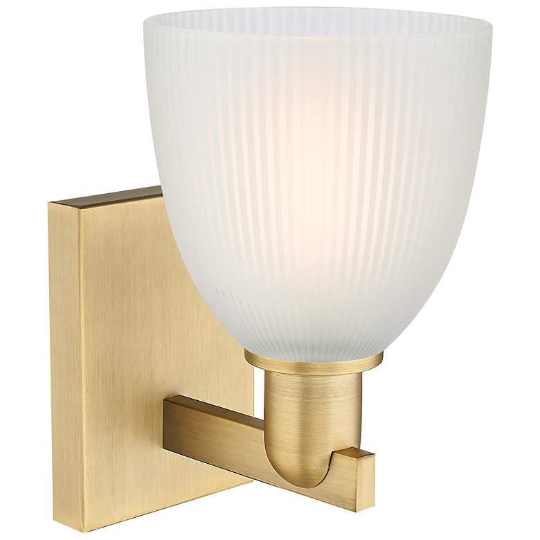 Image 2 Arcadia Castile 11" High Brushed Brass Sconce With White Shade more views