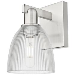 Arcadia Castile 11" High Brushed Satin Nickel Sconce With Clear Shade