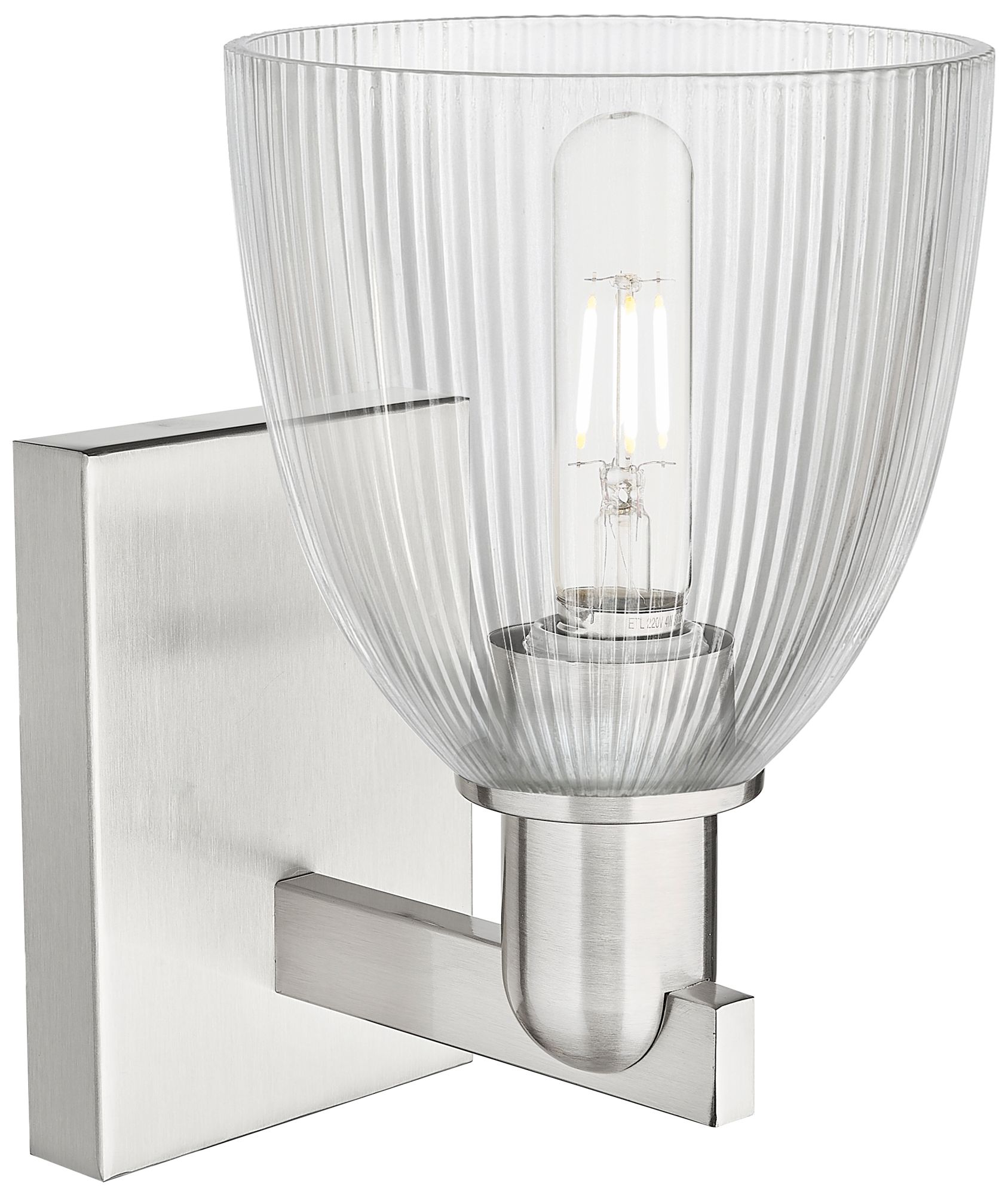 Image 2 Arcadia Castile 11" High Brushed Satin Nickel Sconce With Clear Shade more views