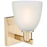 2_Arcadia Castile 11" High Champagne Bronze Sconce With White Shade more views