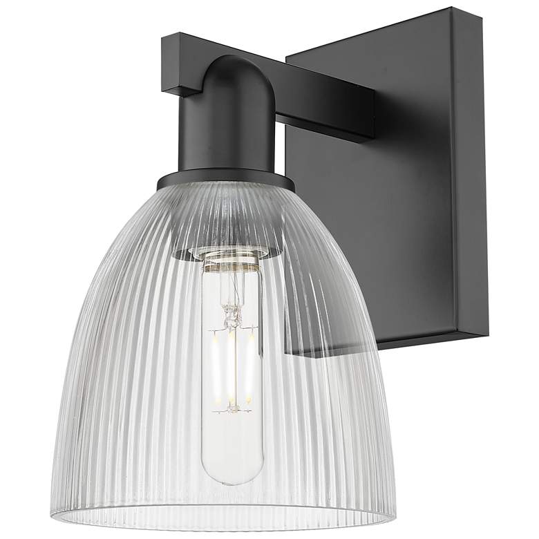 Image 1 Arcadia Castile 11" High Matte Black Sconce With Clear Shade