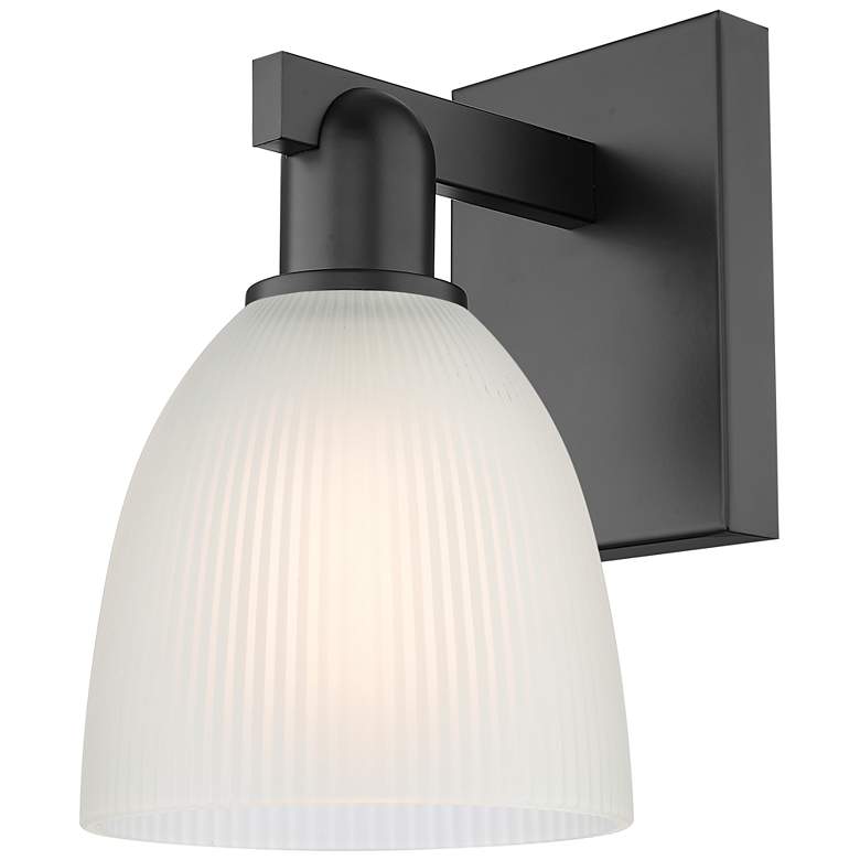Image 1 Arcadia Castile 11" High Matte Black Sconce With White Shade