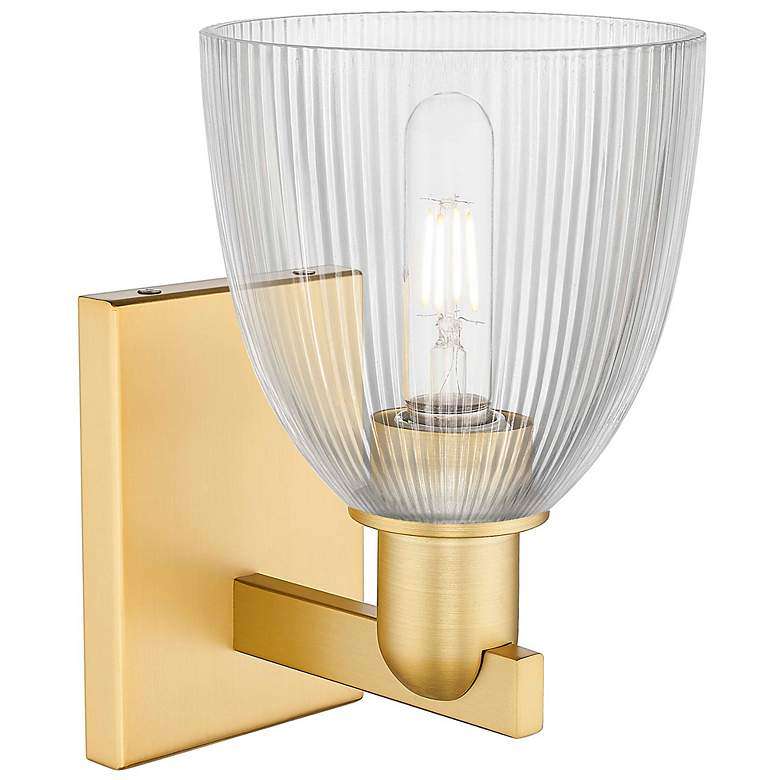 Image 2 Arcadia Castile 11" High Satin Gold Sconce With Clear Shade more views