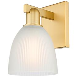 Arcadia Castile 11" High Satin Gold Sconce With White Shade