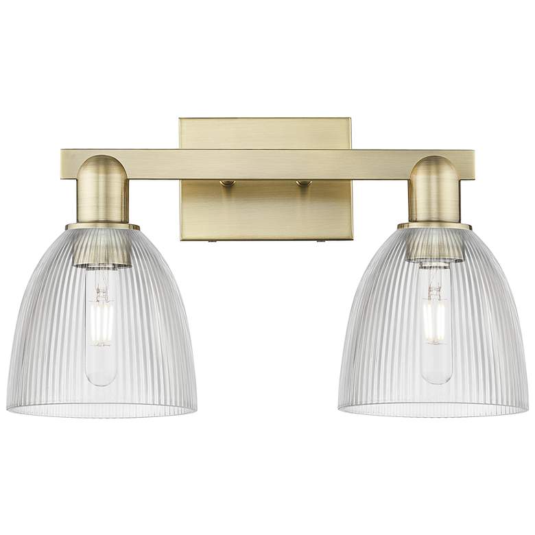Image 1 Arcadia Castile 17"W 2 Light Brass Vanity Light With Clear Shade