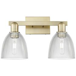 Arcadia Castile 17"W 2 Light Brass Vanity Light With Clear Shade