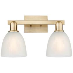 Arcadia Castile 17"W 2 Light Bronze Vanity Light w/ White Shade