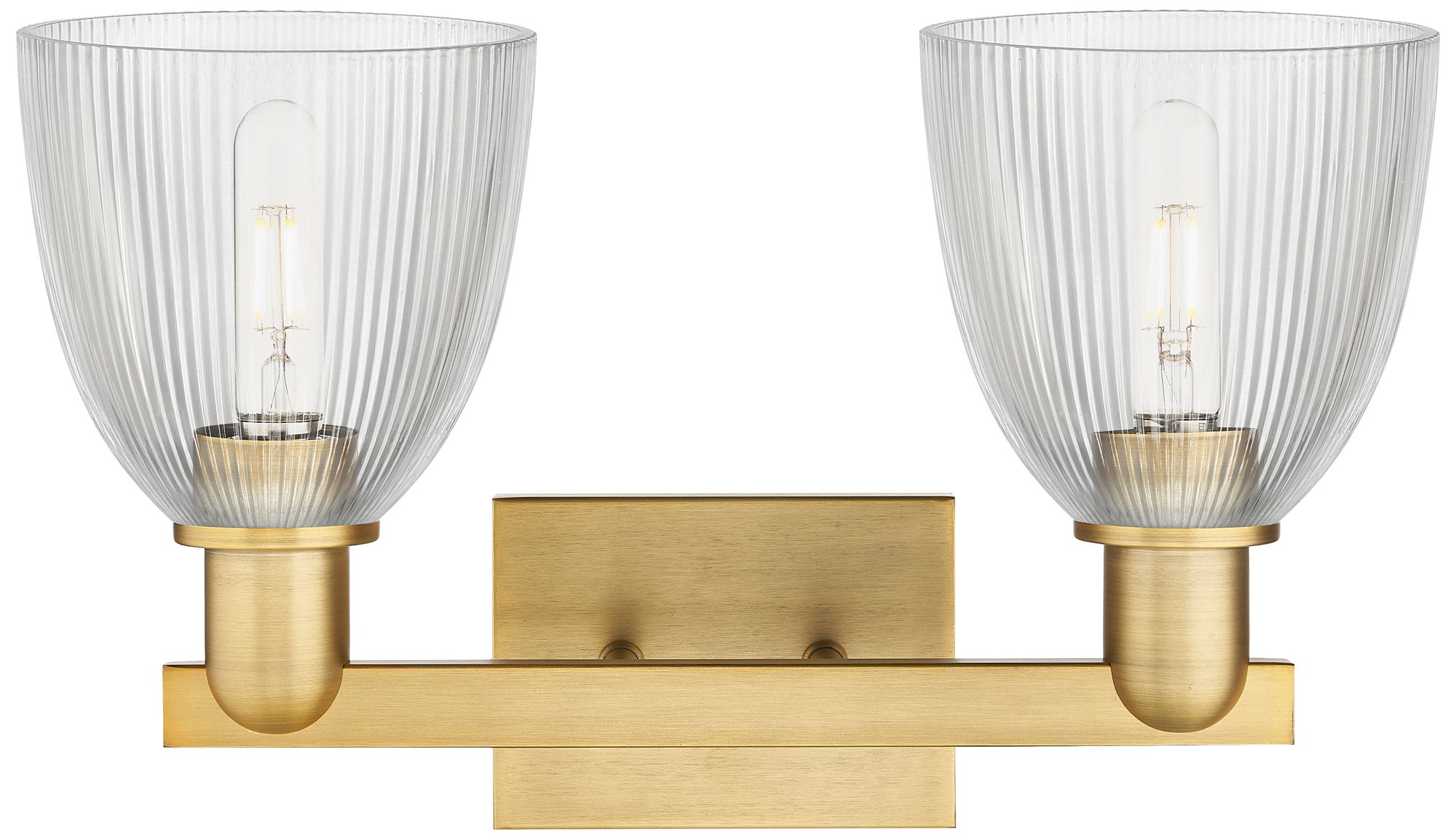 Image 2 Arcadia Castile 17"W 2 Light Brushed Brass Vanity Light w/ Clear Shade more views