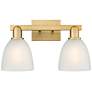Arcadia Castile 17"W 2 Light Brushed Brass Vanity Light w/ White Shade