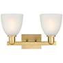 Arcadia Castile 17"W 2 Light Brushed Brass Vanity Light w/ White Shade