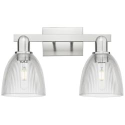 Arcadia Castile 17"W 2 Light Brushed Nickel Bath Light w/ Clear Shade