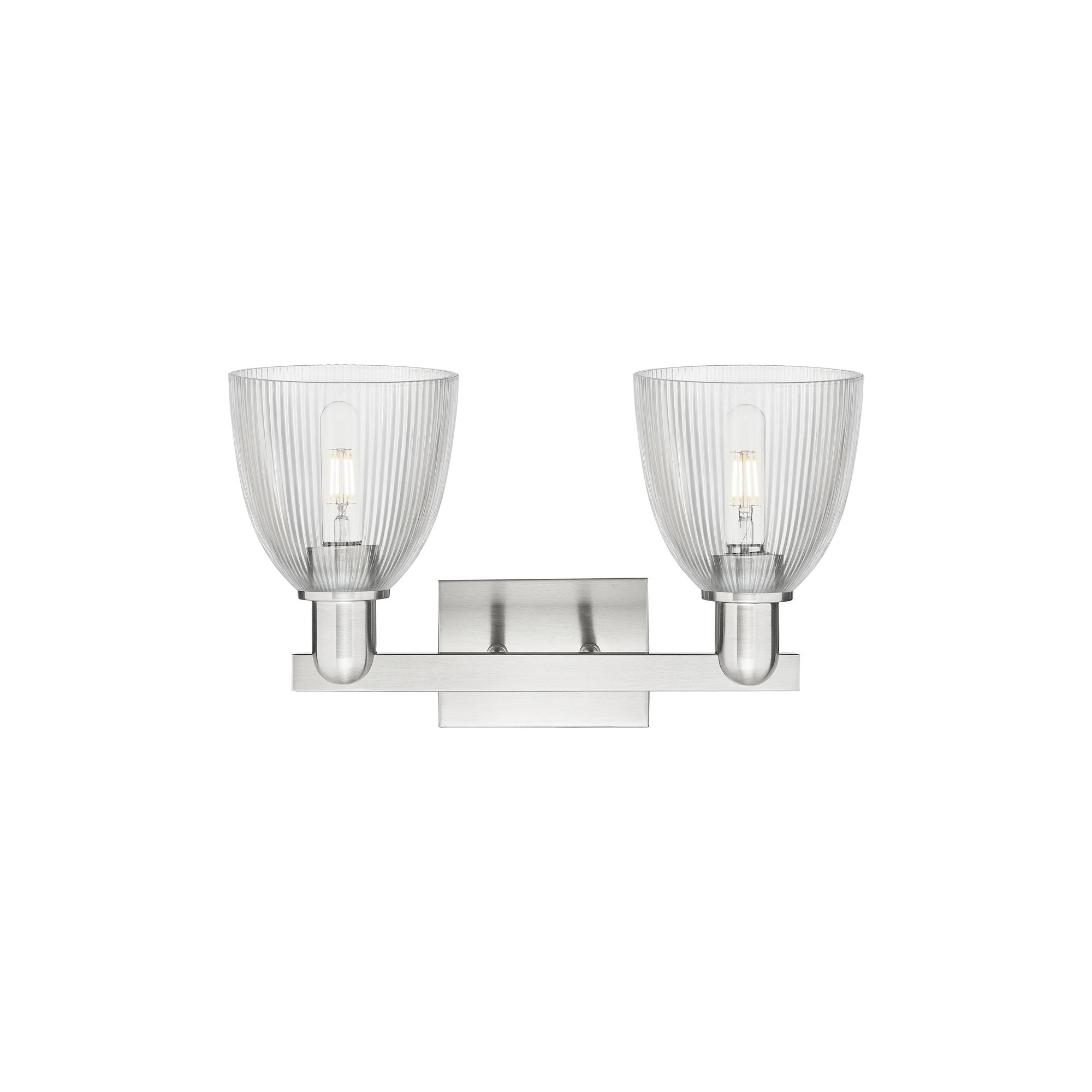 Image 2 Arcadia Castile 17"W 2 Light Brushed Nickel Bath Light w/ Clear Shade more views