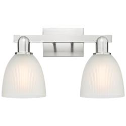 Arcadia Castile 17"W 2 Light Brushed Nickel Bath Light w/ White Shade