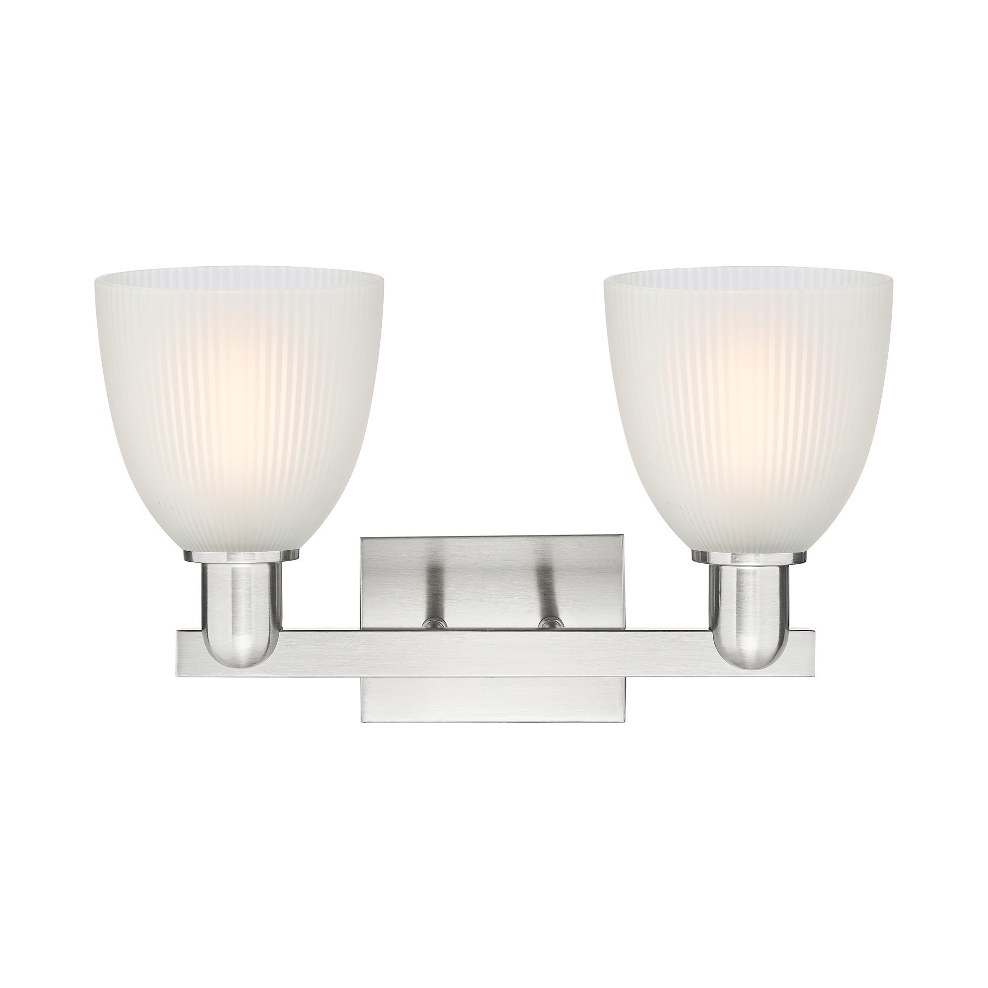Image 2 Arcadia Castile 17"W 2 Light Brushed Nickel Bath Light w/ White Shade more views