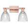 Arcadia Castile 17"W 2 Light Copper Vanity Light With Clear Shade