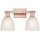 Arcadia Castile 17"W 2 Light Copper Vanity Light With White Shade