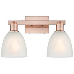 Arcadia Castile 17"W 2 Light Copper Vanity Light With White Shade