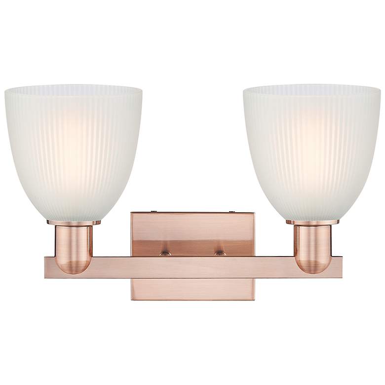 Image 2 Arcadia Castile 17"W 2 Light Copper Vanity Light With White Shade more views
