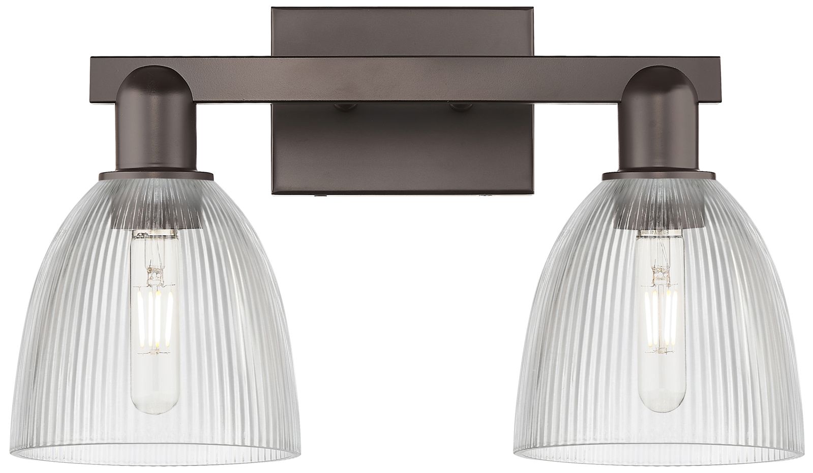 Arcadia Castile 17"W 2 Light Oiled Bronze Vanity Light w/ Clear Shade