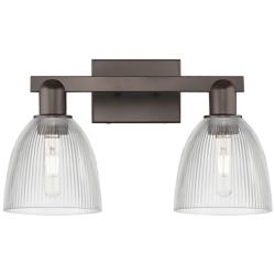 Arcadia Castile 17"W 2 Light Oiled Bronze Vanity Light w/ Clear Shade