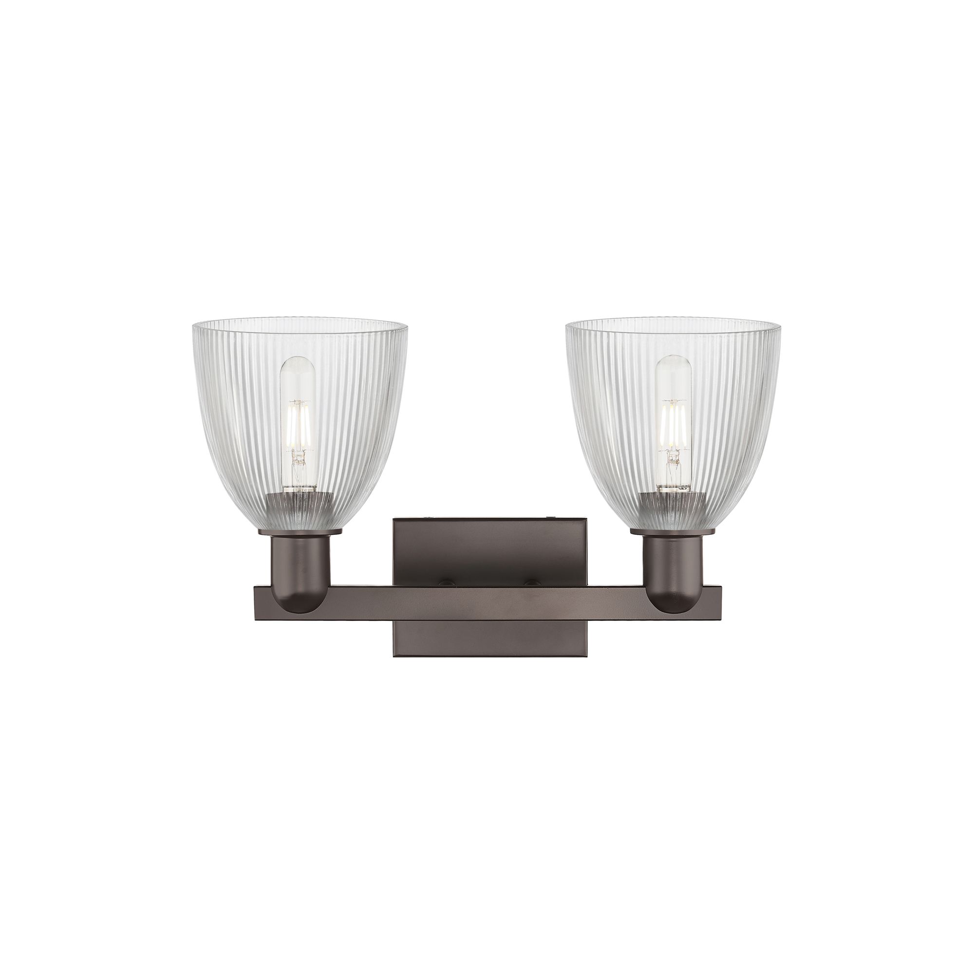 Image 2 Arcadia Castile 17"W 2 Light Oiled Bronze Vanity Light w/ Clear Shade more views