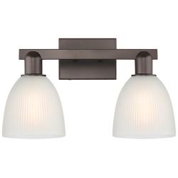 Arcadia Castile 17"W 2 Light Oiled Bronze Vanity Light w/ White Shade