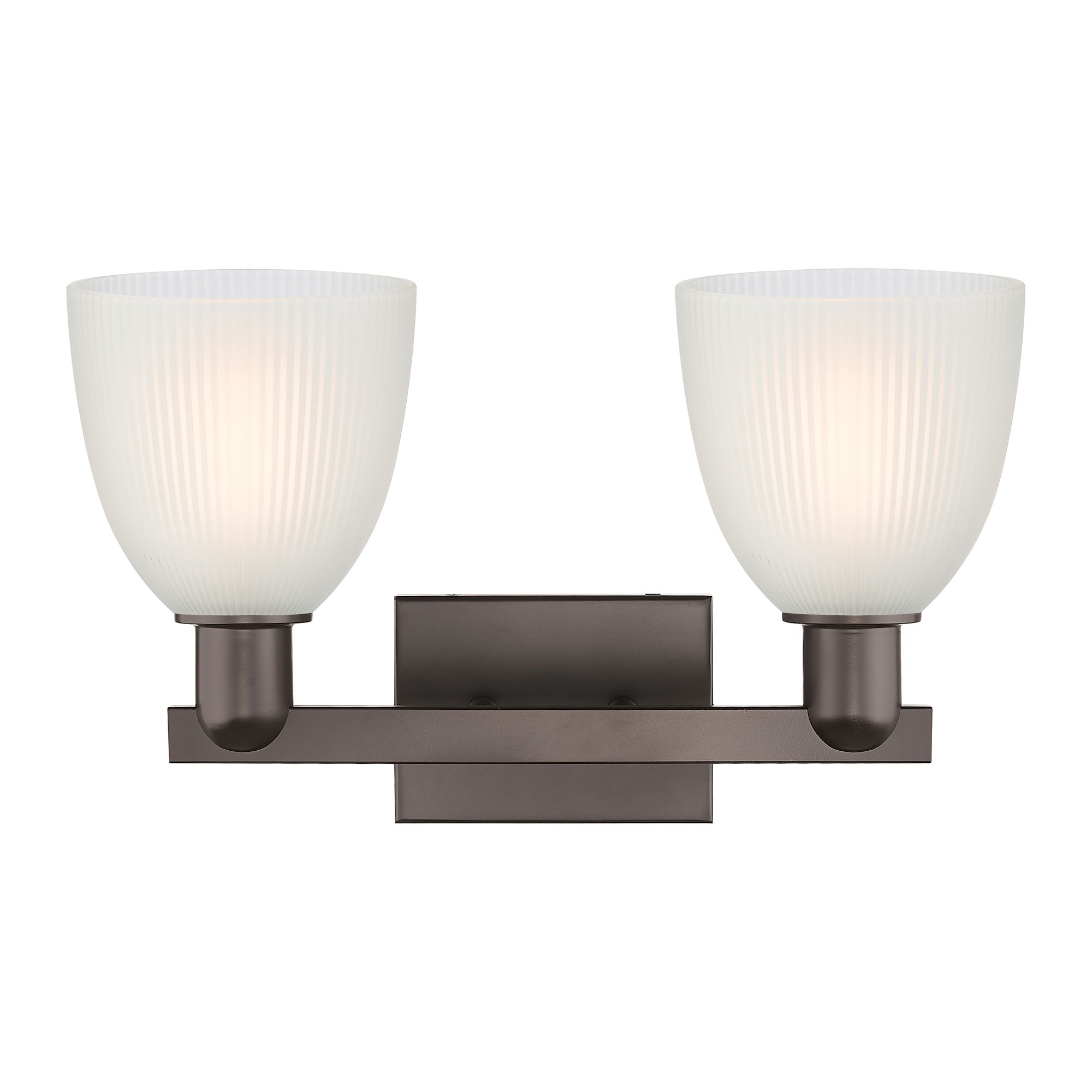 Image 2 Arcadia Castile 17"W 2 Light Oiled Bronze Vanity Light w/ White Shade more views