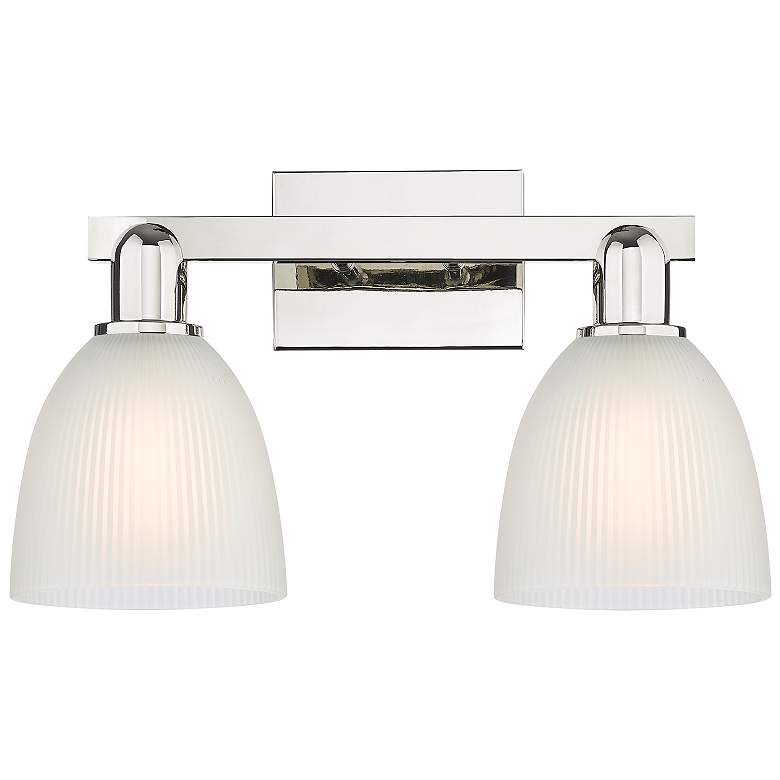 Image 1 Arcadia Castile 17"W 2 Light Polished Nickel Bath Light w/ White Shade
