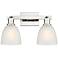 Arcadia Castile 17"W 2 Light Polished Nickel Bath Light w/ White Shade