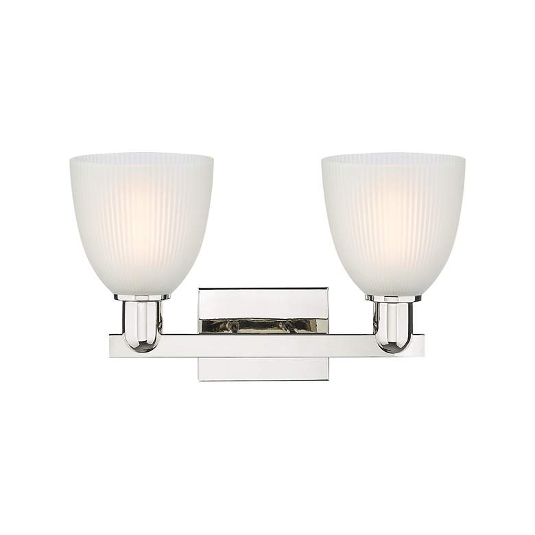 Image 2 Arcadia Castile 17"W 2 Light Polished Nickel Bath Light w/ White Shade more views