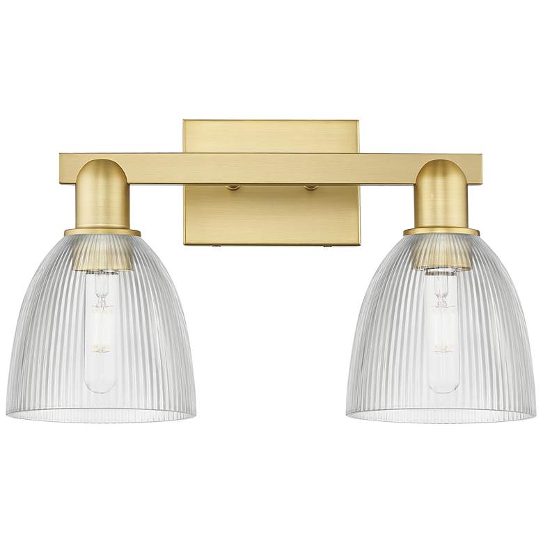 Image 1 Arcadia Castile 17"W 2 Light Satin Gold Vanity Light With Clear Shade