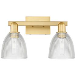 Arcadia Castile 17"W 2 Light Satin Gold Vanity Light With Clear Shade