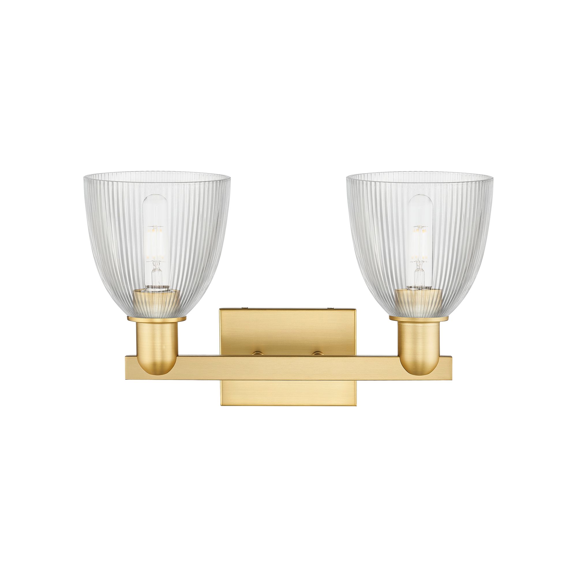 Image 2 Arcadia Castile 17"W 2 Light Satin Gold Vanity Light With Clear Shade more views